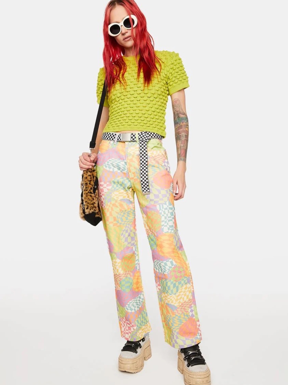 RAGGED Pastel Patchwork Straight-Leg Jeans - Yellow Multi